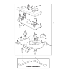 CUTTING DECK AND BLADES TRANSMISSION PLATE ASSY - TC102 spare parts