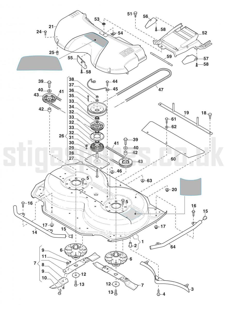 Transmission and Blades assembly | Stiga Stiga Deck Park 95 C EL ...